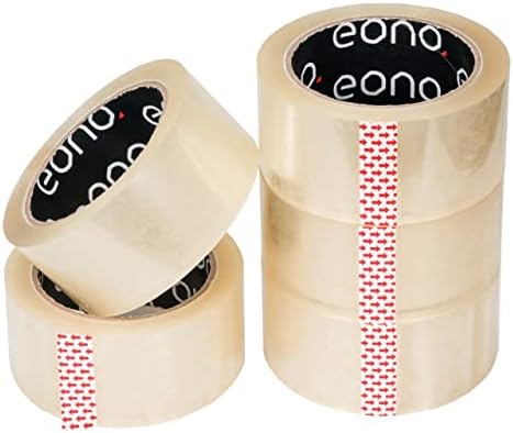 Amazon Brand  Eono Extra Strong Packing Tape - 5 Rolls of Clear Packaging Tape for Shipping, Moving Storage 48mm x 50m