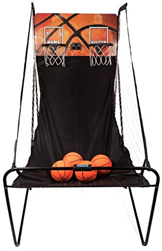 SportPlus Basketballautomat, Version 2022, inkl. 4 kleine Basketbälle & Pumpe, Punktezähler, elektronisch, 8 Spieleinstellungen, Basketball Automat Arcade Automat für Indoor/Outdoor