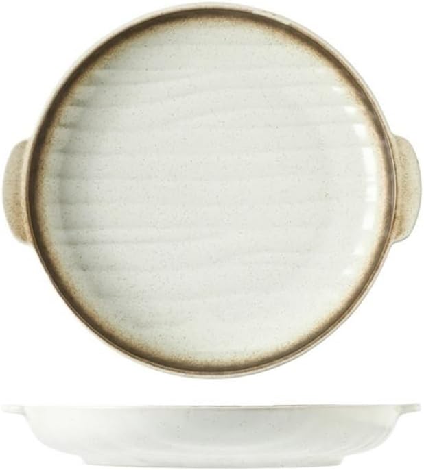 Baking Dishes Ceramic Double Ear Household Baking Tray, Microwave Oven, Utensils, Wide Noodle Bowl(White)