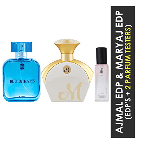 Ajmal BLU DREAMS EDP 100ML & MARYAJ MWHITE EDP 90ML & Neea EDP of 20ML Pack of 3 (Total 210ML) for Men & Women - Image 2
