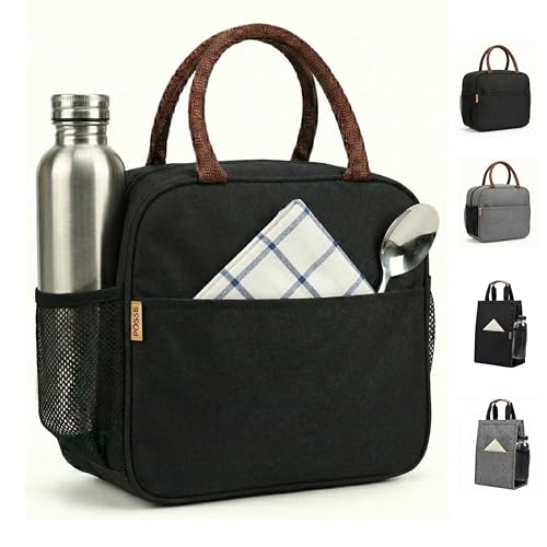 Image of FOSSE (7.5 L Insulated Travel Lunch /Tiffin /Storage Bag for Office, College & School | Hot & Cold Travel Lunch Box for Men,Women | Tiffin Box & Bottles, Picnic Bag (Black)