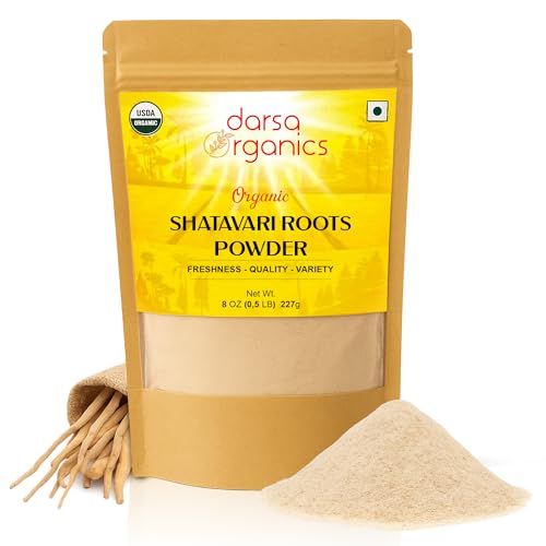 Darsa Organics Shatavari Powder 8 oz - USDA Certified Shatavari Organic Traditional Ayurvedic Herbal Powder for Tea Coffee and Smoothies Vegan Kosher Non-GMO