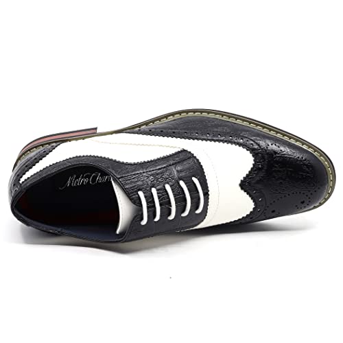 Metrocharm Frank-03 Men's Two Tone Perforated Wing Tip Lace Up Oxford Dress Shoes4