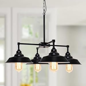 Kitchen Island Light Black Pendant Lighting Fixture 4 Lights, Modern Farmhouse Chandelier Industrial Metal Ceiling Hanging Lamp for Dining Room Hallway Pool Table Kitchen Island Light Black Pendant Lighting Fixture 4 Lights Modern Farmhouse Chandelier Industrial Metal Ceiling Hanging Lamp for Dining Room Hallway Pool Table