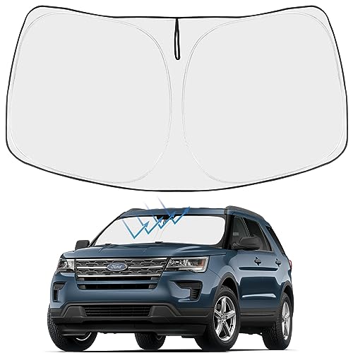 Image of Proadsy 2026 Upgrade Front Windshield Sun Shade Foldable Sunshade Protector Custom Sun Visor Fit 2016-2019 Ford Explorer SUV ST XLT Limited Platinum Accessories