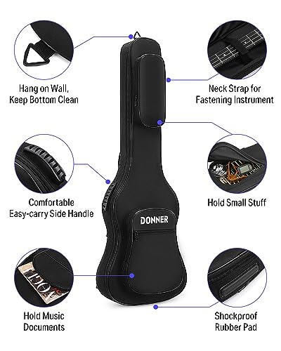 image for Donner 47 Inch Bass Guitar Case, 0.4 Inch Thick Padding Sponge 600D Ri
