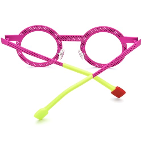 Image of FONEX Colorful Pure Titanium Glasses Frame Women Retro Round Eyeglasses
