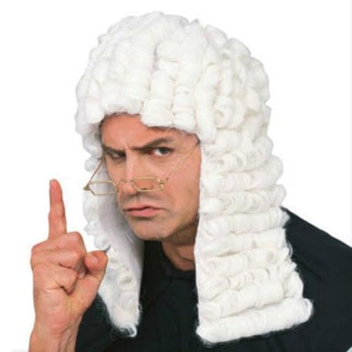 Perruque de juge avocat drôle pour Halloween et fêtes costumées