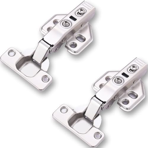 JIHXYER Modern Contemporary 4 Pack Full Overlay Soft Close Cabinet Hinges, 110 Opening Angle, 3D Adjustable, Satin Nickel Finish, Steel Material