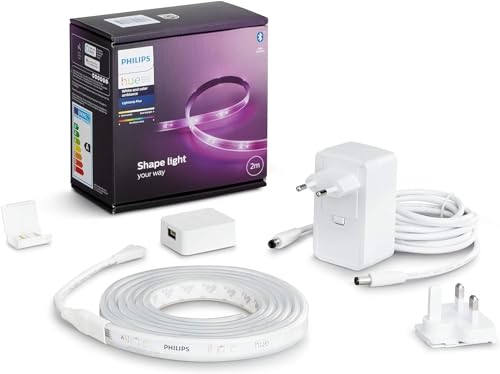 Philips Hue Lightstrip Plus v4 [2 m] White and Colour Ambiance Smart LED Lights Kit with Bluetooth, Smart Lighting Compatible with Alexa, Google Assistant and Apple HomeKit (Extendable)