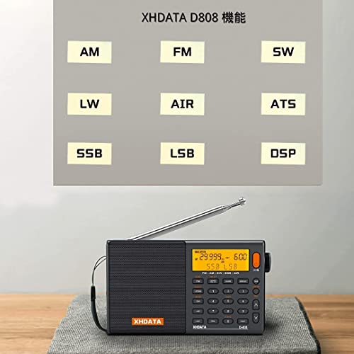 Xhdata D808 Am Fm Sw Lw Air Band Portable Radio Ssb Rds Multi Band Radio Speaker With Lcd Display Alarm Clock External Antenna #TOP2