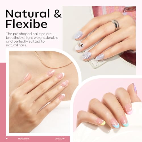 Image of modelones X Nail Gel Kit, , 9-in-One Glue Prep Dehydrator UV Light Clipper | 510Pcs Extra Short Oval Round Fake Nails 15Sizes Pre-shaped Half Matte Press on Oval Tips for Extension DIY Salon