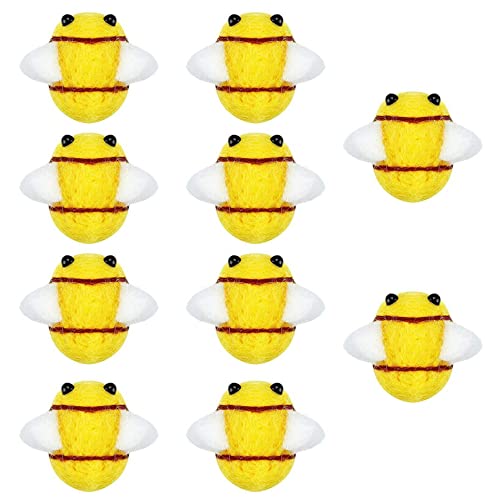 Biene Dekoration 10 Pcs Dekobienen Basteln Bienen Haarschmuck Wolle Filz Handwerk Mini Biene Ornamente Wollfilz Verzierungen Dekor Niedlichen Mini-Verzierungen Biene Kuchen Topper Geburtstag Cover