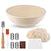 Furuix cestino per il pane rotondo da 10 pollici, grande cestino per la fermentazione del banneton, 4 utensili da forno-rivestimento in tessuto / lama per pane / raschietto / pennello per olio