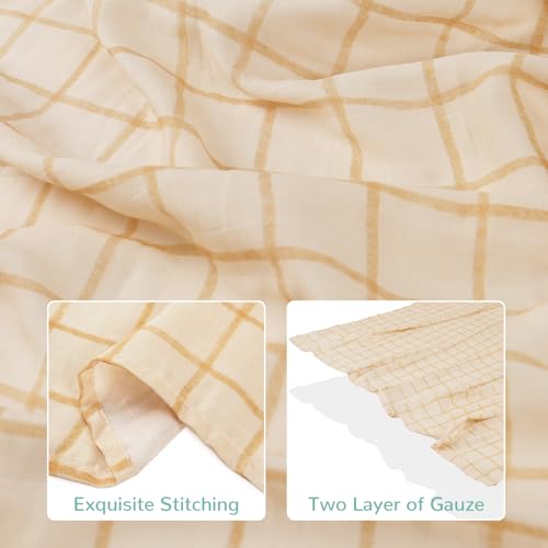 Image of HECCEI Muslin Baby Swaddle Blanket Bamboo Cotton 47 x 47 Inches | Soft Breathable Receiving Blanket Swaddles for Newborn Registry Gift for Baby Showers