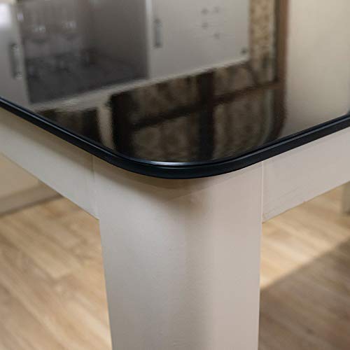 Nappe PVC 2 mm imperméable et essuyable, protège-table vinyle noir durable
