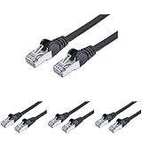 PremiumCord Netzwerkkabel, Ethernet, LAN & Patch Kabel CAT6a, 10Gbit/s, S/FTP PIMF Schirmung, AWG 26/7, 100% Cu, schnell flexibel und robust RJ45 Kabel, schwarz, 0,5m, 4er Pack