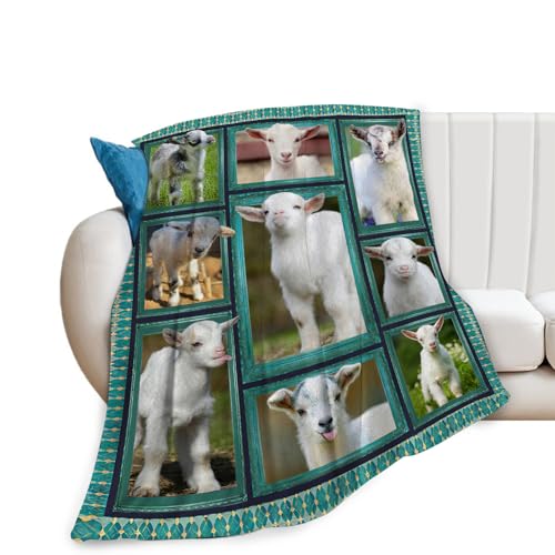 Cute Goat Blanket, Farmhouse Animal Throw Blankets, Goats Fuzzy Plush Blanket Ultra Soft for Goat Lover Gift Kids Teens Women Men Girls Boys Stuff Decor for Home Bedding Sofas Couch Camping 50"X40" by Nopenta - Used condition - US$17.65