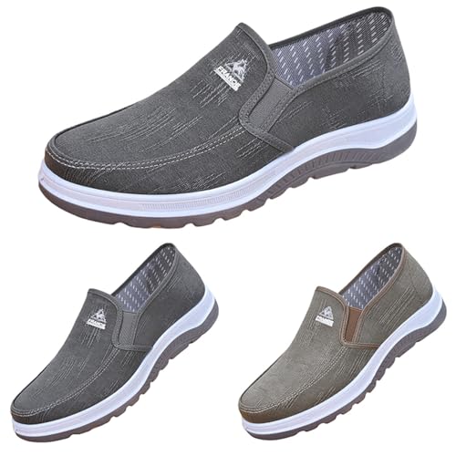 mockasiner herr, slip-on slip-on skor fritidsskor herr loafer eleganta tygskor lätta sommarskor platt sula kostymskor Breeze skor utan skosnören herrskor fashionabla, GRÅ, 42 EU