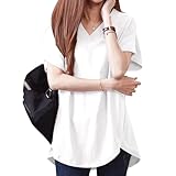 [MOWO] 【新サイズ追加】 tシャツ レディース 半袖 ティーシャツ 【やせ見え・夏日の定番・無限コーデ主義】カットソー トップス Vネック 夏 オーバーサイズ 着痩せ おしゃれ ゆったり 快適 吸汗性 通気性 お出かけ 仕事 通勤 バイト