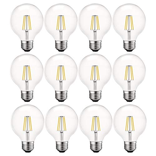 LUXRITE Vintage G25 LED Globe Light Bulbs 60W Equivalent, 5000K (12 Pack)