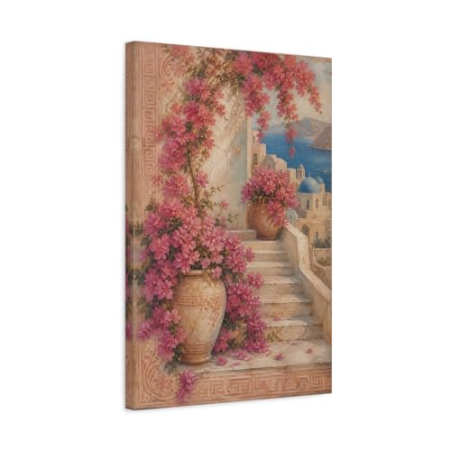Toile florale rose bougainvillier grand format pour deco salon