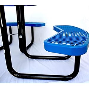 46 inch expanded metal round picnic table blue  urban country home decor