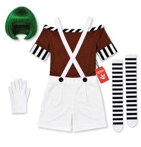 fun shack Chocolate Factory Worker Costume Women, Book Character Costume With Shorts, Halloween Costume for Women Adult - Large