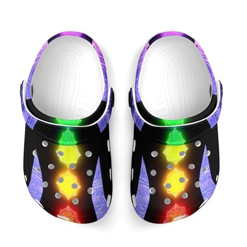 Fashion Beach Pool Slippers Toddler Slides Sandals Children Water Shower for Boy Seven Chakra Yoga Meditation Lotus Purple Mandala