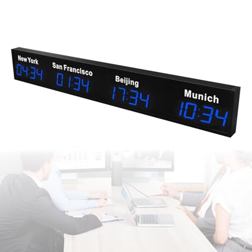 Horloge mondiale numérique LED, plusieurs fuseaux horaires, montage mural, idéale pour les hôtels et les entreprises, parfaite pour les opérations...