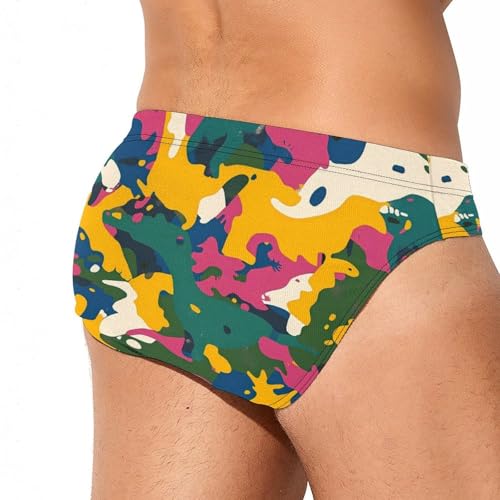 Colorful Camouflage Pattern Mens Swim Briefs Quick Dry Triangle Trunks Swimsuit Swimming Bikini Swimwear3