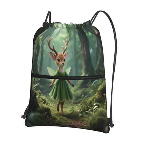 Cute Deer Gym Drawstring Bags Stylish String Bag Training Gymsack Backpack For Luggage2