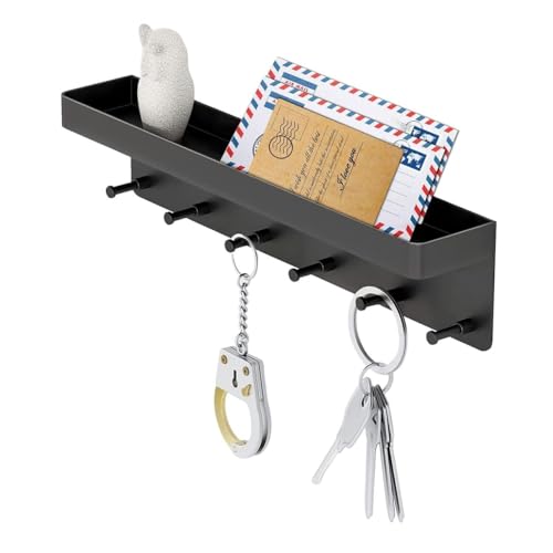 El Mejor Listado de Ganchos para llaves los más recomendados. 48 Timotech Porta Llaves de Pared con Bandeja y 6 Ganchos de Acero Inoxidable, Organizador Decorativo y Colgador de Llaves