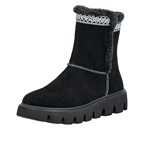 Rieker Femme W2075 Bottes Courtes en Cuir Souple Noir