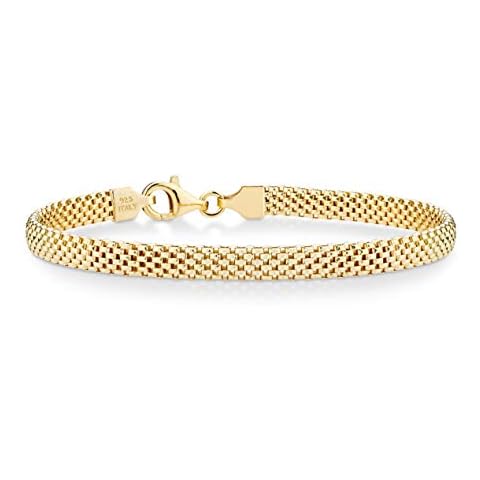 Miabella 18K Gold Over Sterling Silver Italian 5mm Mesh Link Chain Bracelet Cover