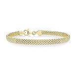 Miabella 18K Gold Over Sterling Silver Italian 5mm Mesh Link Chain Bracelet for Women, 925 Made in Italy