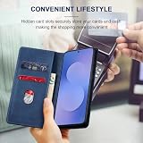 Jasonyu Etui do Samsung Galaxy S25 FE skórzany portfel etui z klapką z uchwytem na karty, podpórka, magnetyczne zamknięcie, TPU, odporne na wstrząsy etui na telefon (niebieskie)