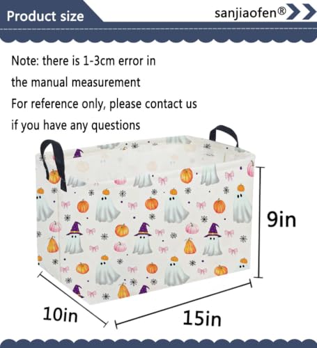 Image of Sanjiaofeng Rectangular Pink Halloween Ghost Storage Basket,Trick or Treat Halloween Basket,Halloweens Party Candy Gift Baskets(Pink Pumpkin)