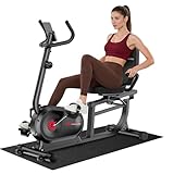 GartistGo Recumbent Exercise Bike with Exercise Mat, Stationary Bike 150KG Weight Capacity & 16-Level Magnetic Resistance, Recumbent Stationary Bike with LCD Monitor, Heart Rate Handle