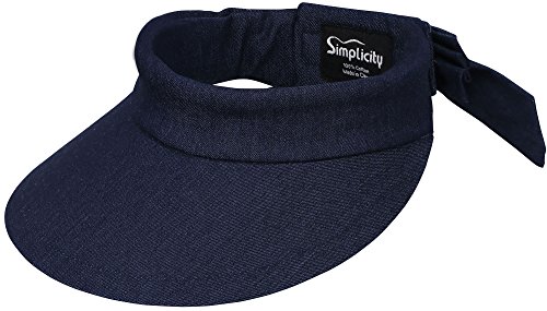 Simplicity UPF 50+ UV Protection Wide Brim Sun Visors for Women,Denim
