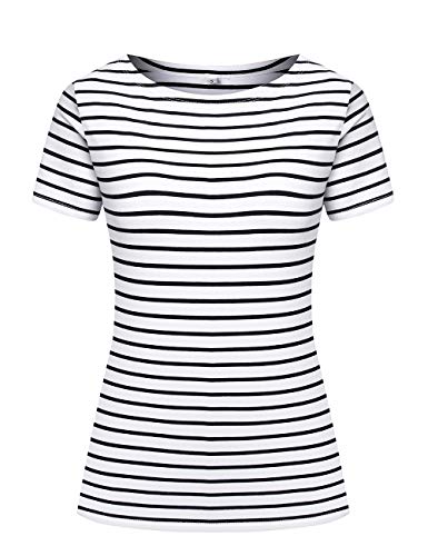 Women s Short Sleeve Striped T-Shirt Tee Shirt Tops Loose Fit Blouses (Medium, Navy White)
