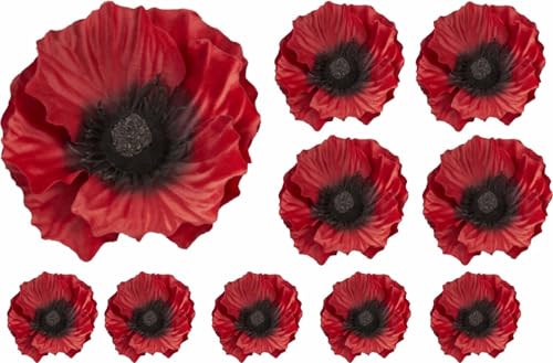 Lot de 10 stickers muraux pour voiture Motif coquelicot rouge