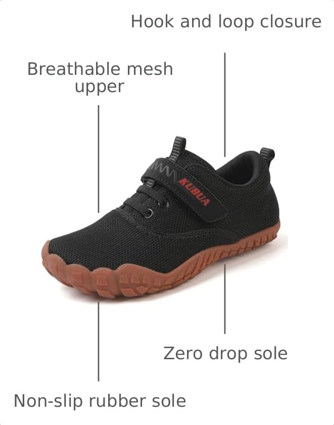 Image of KUBUA Kids Barefoot Shoes for Boys Girls Zero Drop Minimalist Sneakers | Wide Toe Box, Natural Foot Development, Lightweight, Hiking, Running, Tennis, Walking, School, Toddler, Little Kid, Big Kid