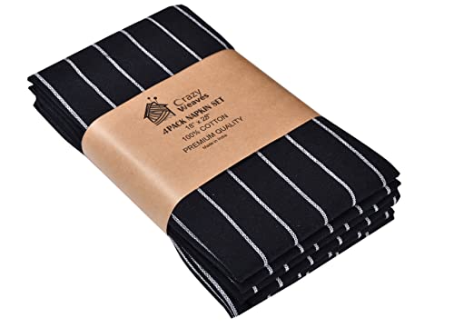 Image of Cotton Hand Towel Kitchen Linen Daily use Towel Face Towel Reusable Cleaning Towels Pack of 4 (18 inch * 28 inch) 100% Cotton Towel (Black Big Stripe, 18 X 24)
