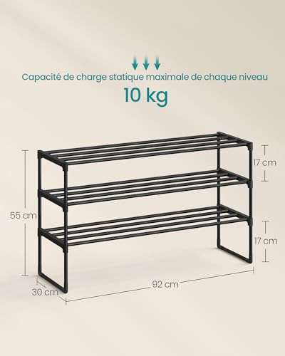 Étagère à chaussures 3 niveaux 16-20 paires SONGMICS