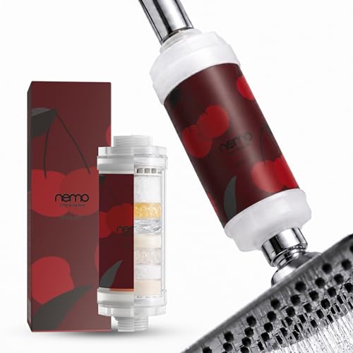 Image of NEMO Vitamin Shower Filter (Red Black Cherry) | Made in South Korea | Vitamin C + Glycerin Enriched | For Soft Skin & Smooth Hair | Advanced Chlorine & Rust Removal | De-stress with Aromatherapy