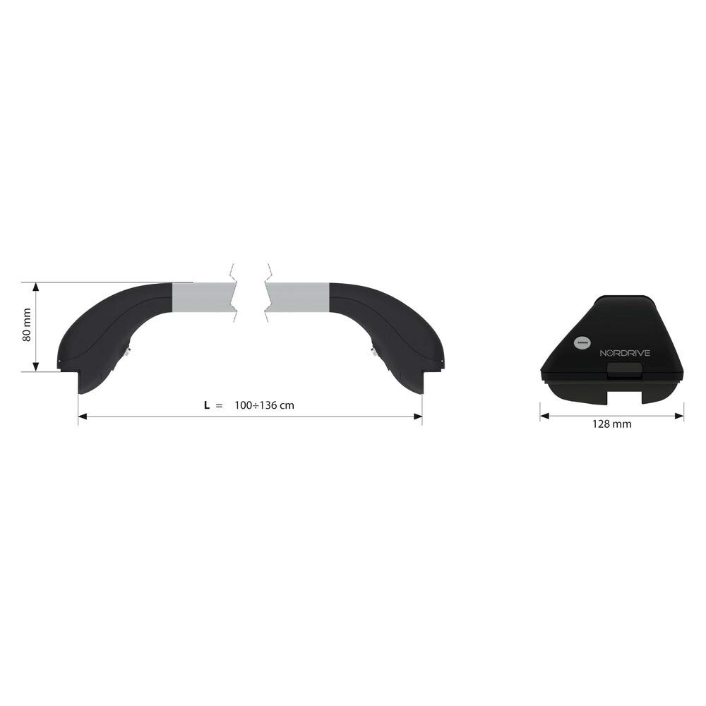 NORDRIVE N15017 Snap Alu, Coppia Barre portatutto telescopiche in Alluminio - L - 100÷136 cm