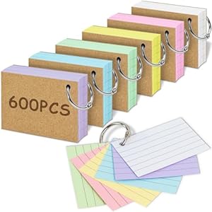 Ansteep 600PCS Linierte A8 Karteikarten SE007
