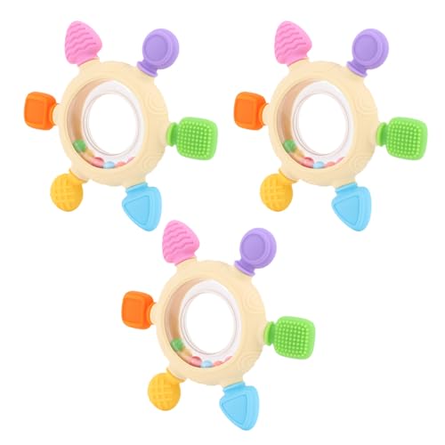 Dilwe Anillo de Dentición de Sonajero de bebé de Silicona, 3pcs, 6 de Forma de Dedo Juguete de Sonido con Colores para las Necesidades de Dentición Infantil