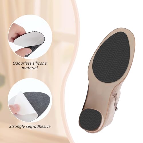Image of 12 PCS Non Slip Pads for Shoes, Self-Adhesive Bottom of Shoe Grips, Noise Reduction Shoes Cushion Adhesive Shoe Grips, Sole Protectors for High Heels Anti-Shedding Resistant Rubber Sole Prsotector